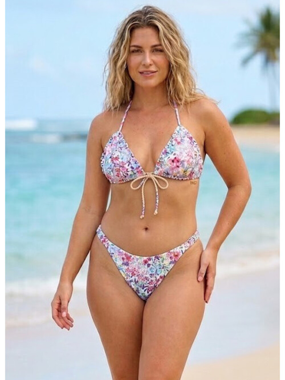 PHAX Bikini Set XL NWT Floral Ruffle Triangle Top Brazilian Swimwear $148